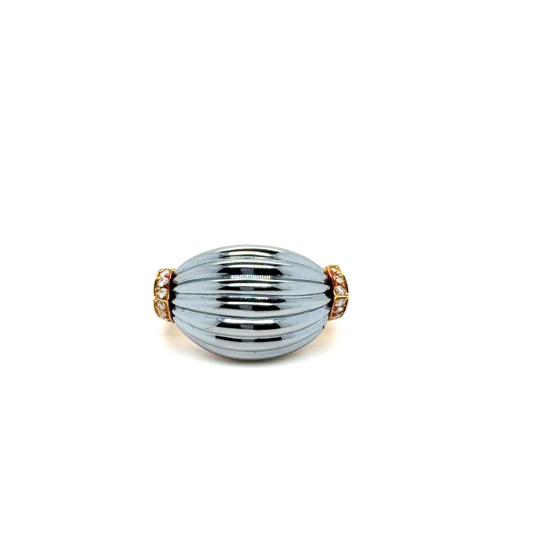 A striking creation from Cartier, this iconic Bombe ring showcases the maison’s mastery of bold yet elegant design. Distinguished by its domed silhouette—known as the 