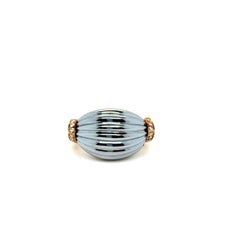Cartier Bombe Ring with Hematite and Diamonds in 18 Karat Yellow Gold