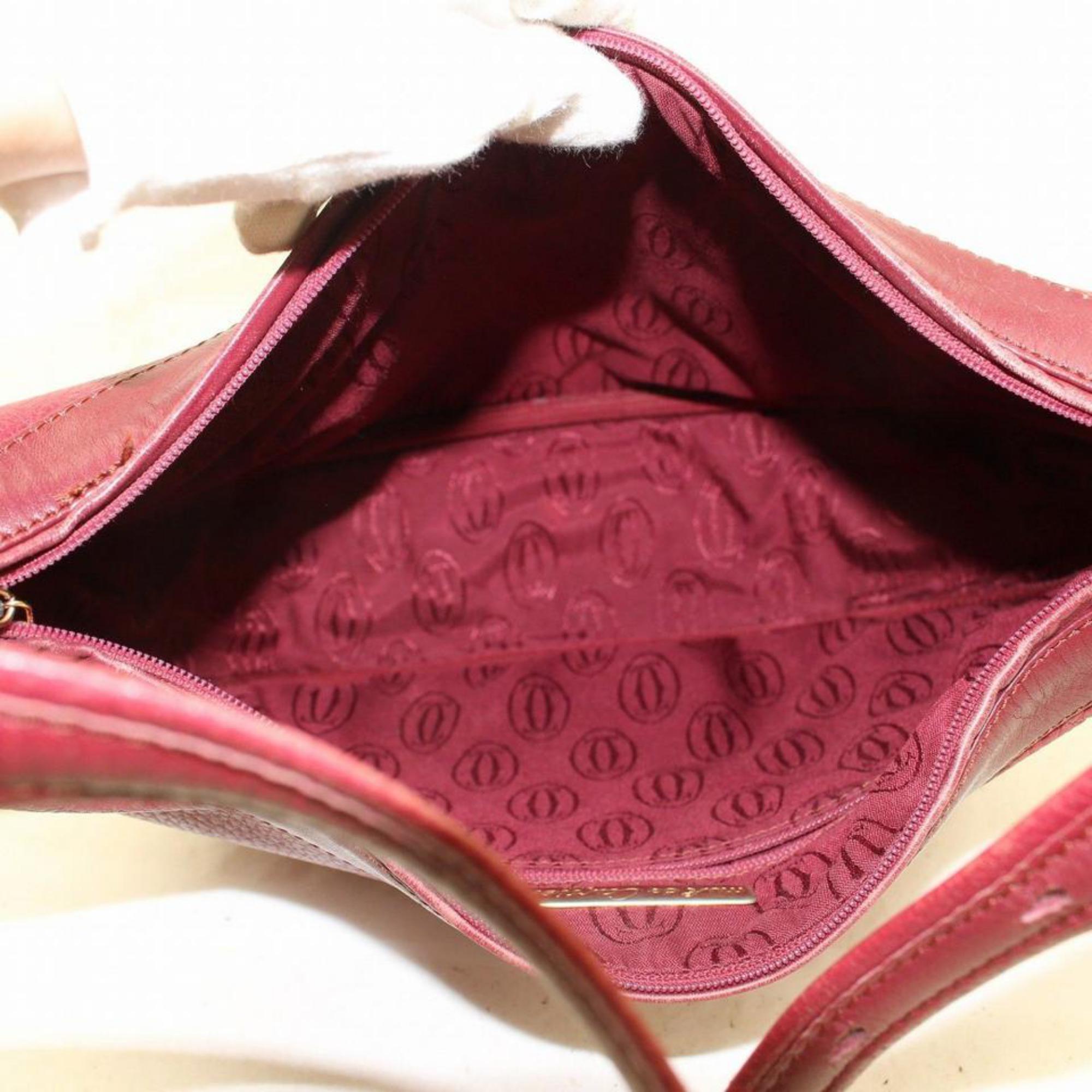 Cartier Bordeaux Hobo 867616 Red Leather Shoulder Bag In Good Condition In Forest Hills, NY