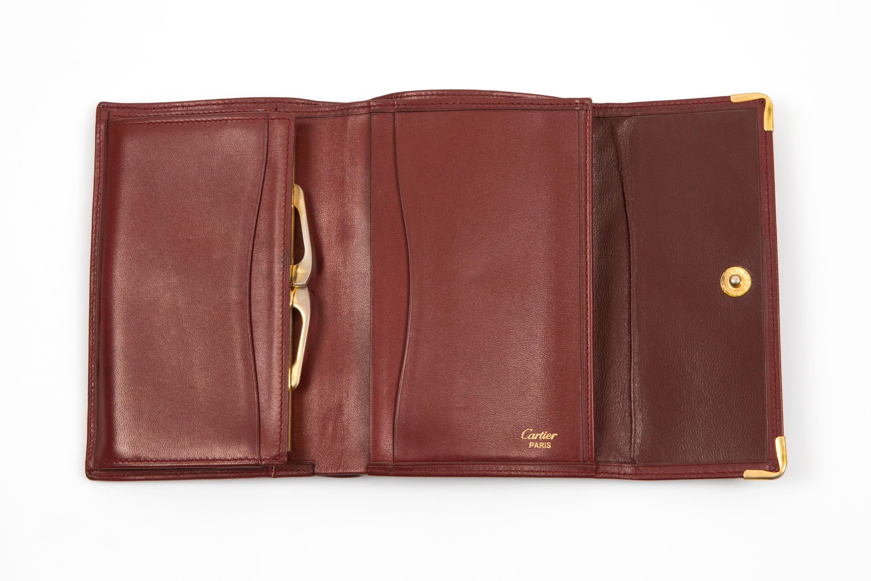 Cartera grande de piel burdeos Cartier Marrón en venta