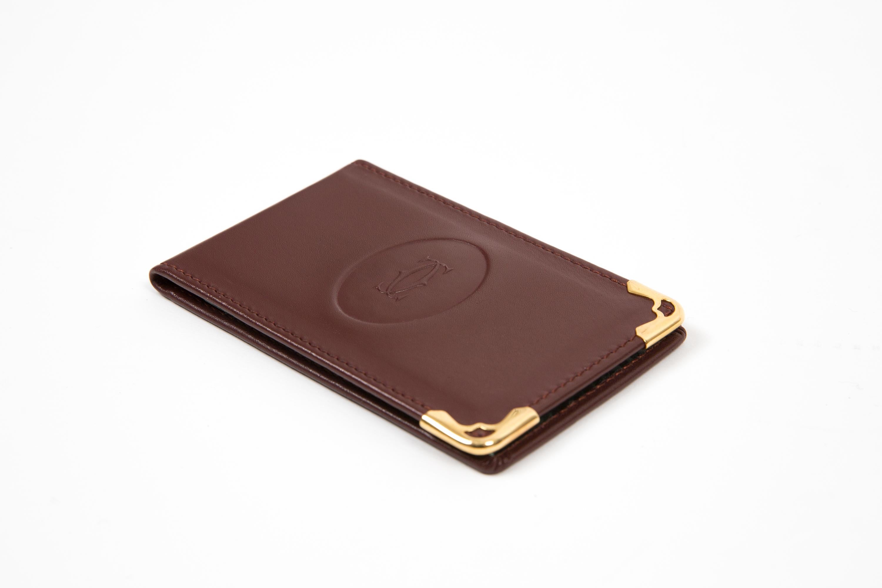 Black Cartier Bordeaux Leather Bordeaux Pocket Mirror For Sale