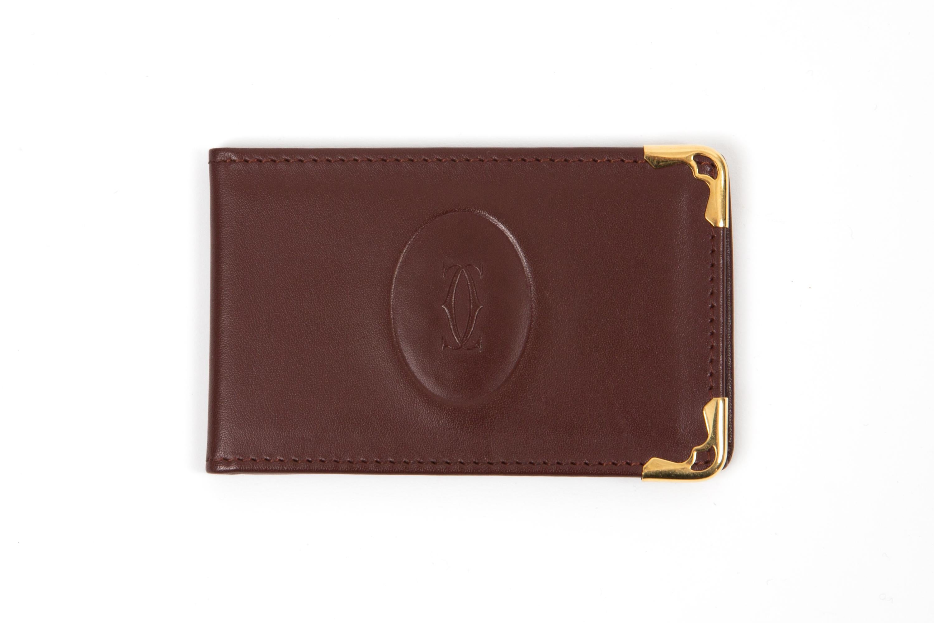 Cartier Bordeaux Leather Bordeaux Pocket Mirror For Sale 2