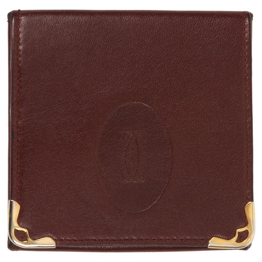 Cartier Bordeaux Leather Coin Purse For Sale