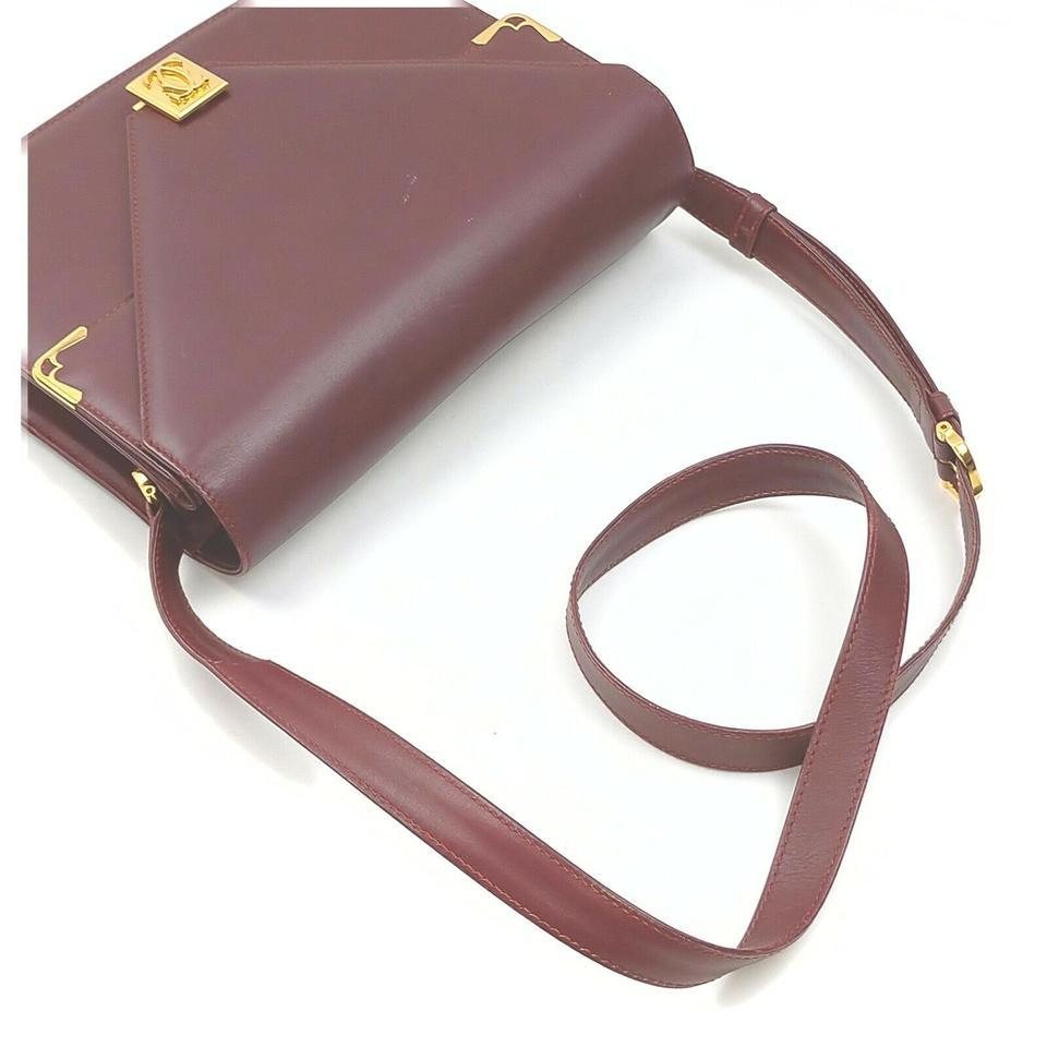 Women's Cartier Bordeaux Leather Crossbody Flap Bag 863243