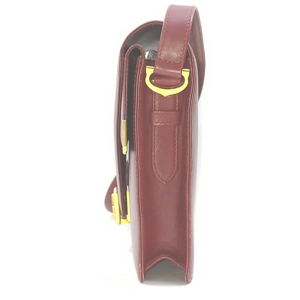 Cartier Bordeaux Leather Crossbody Flap Bag 863243 1
