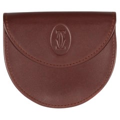 Cartier Bordeaux Leather Half Moon Coins Case