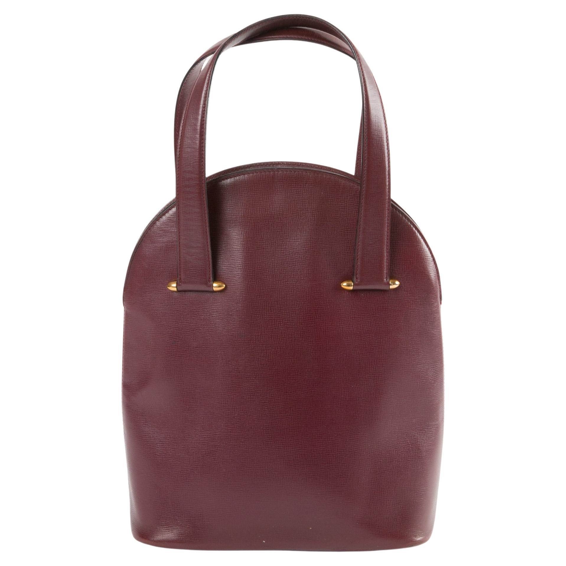 Cartier Bordeaux Leather Handbag en vente