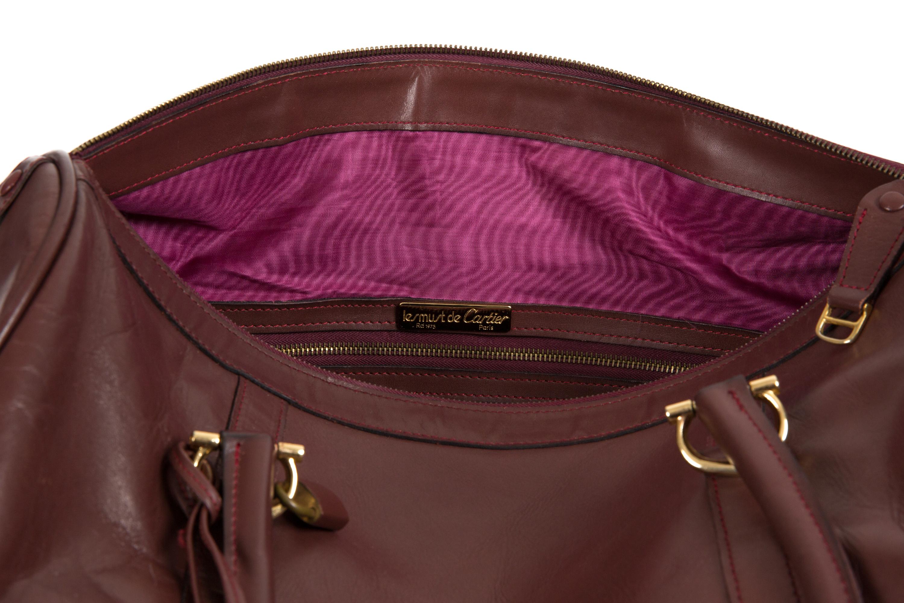 Cartier Bordeaux Leather Large Week End Bag 6