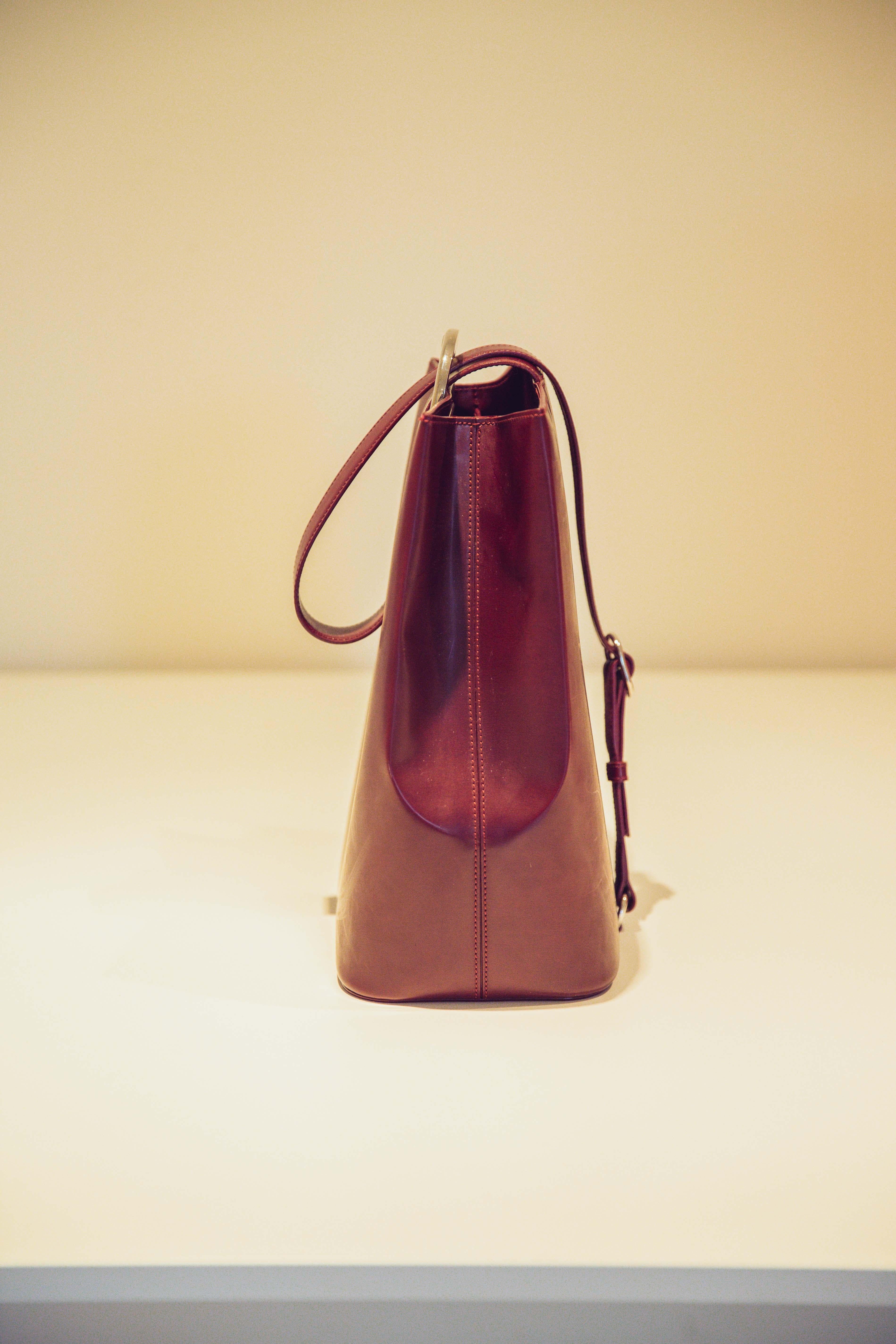 French Cartier Bordeaux Leather Panthere Bucket Bag For Sale