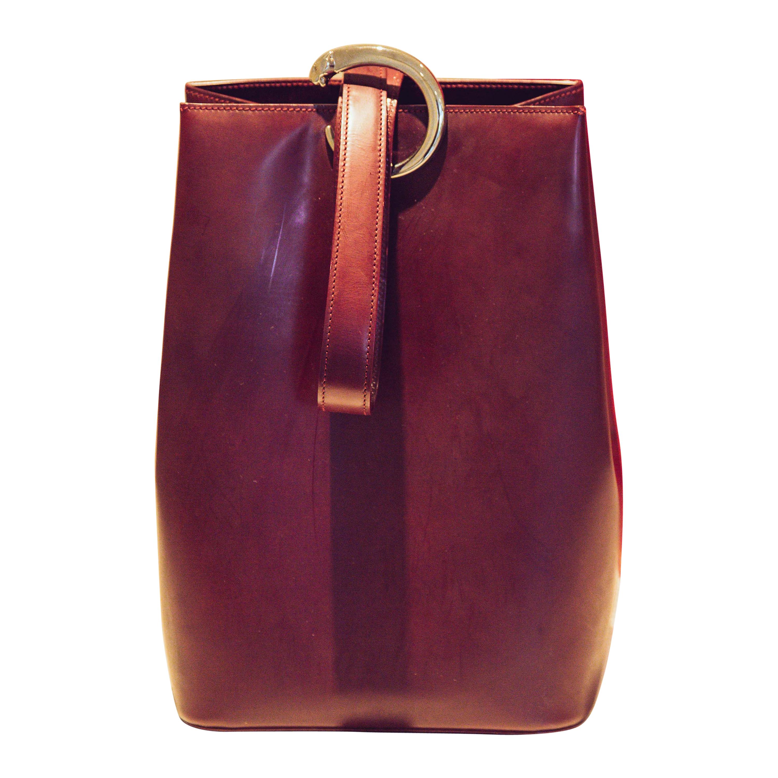 Cartier Bordeaux Leather Panthere Bucket Bag For Sale