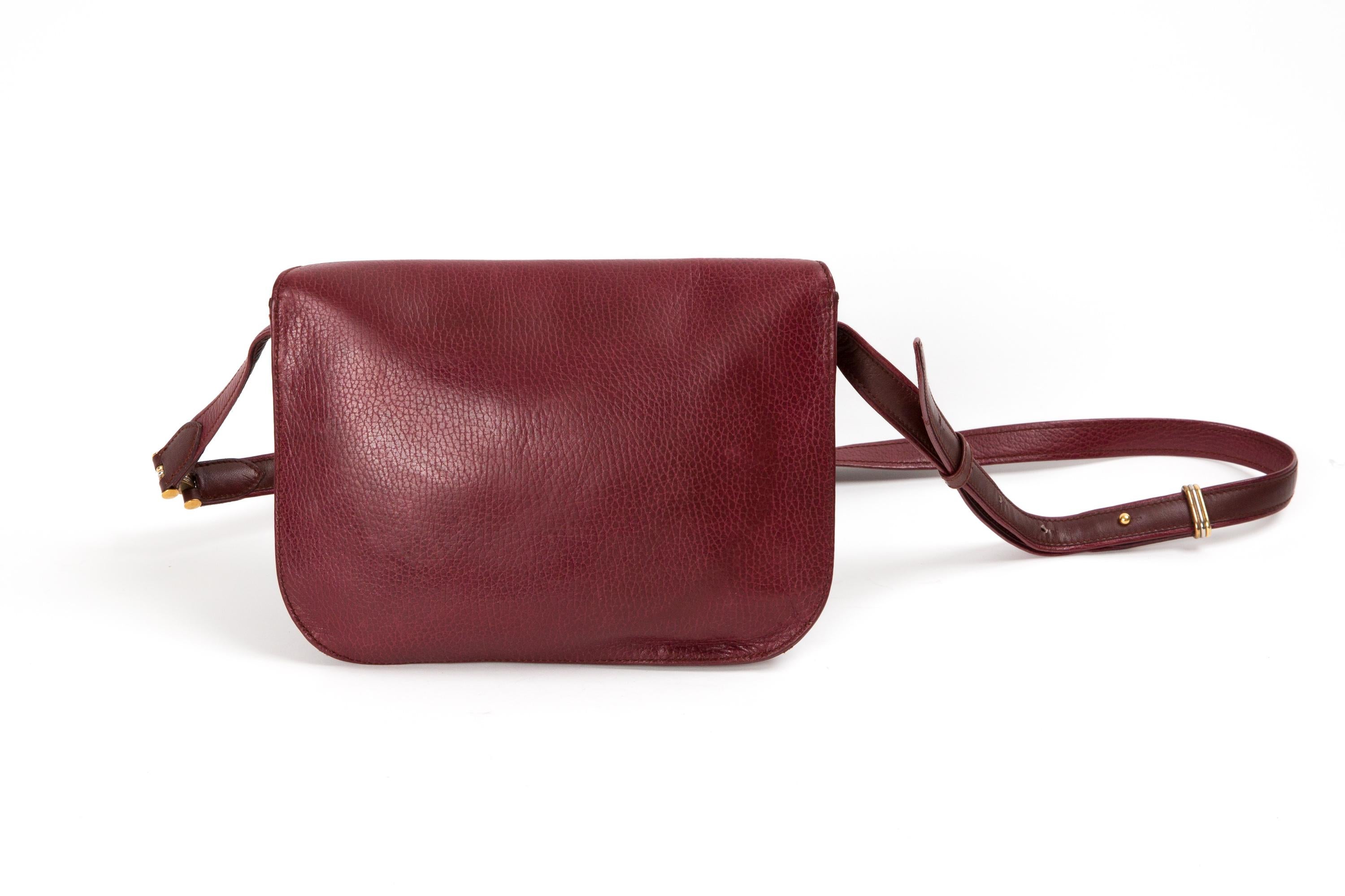 Cartier Bolso de hombro de piel burdeos Marrón en venta