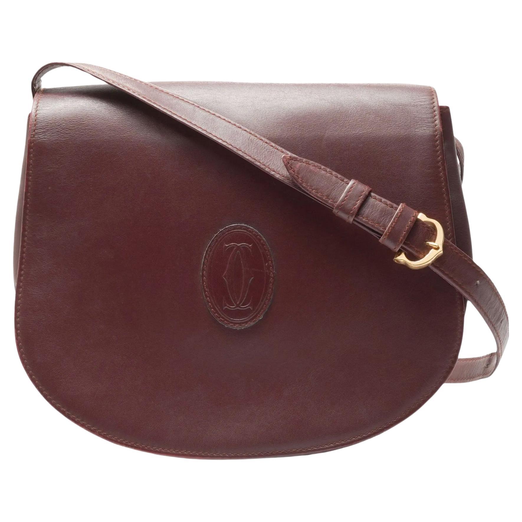 Cartier Sac à bandoulière en cuir bordeaux