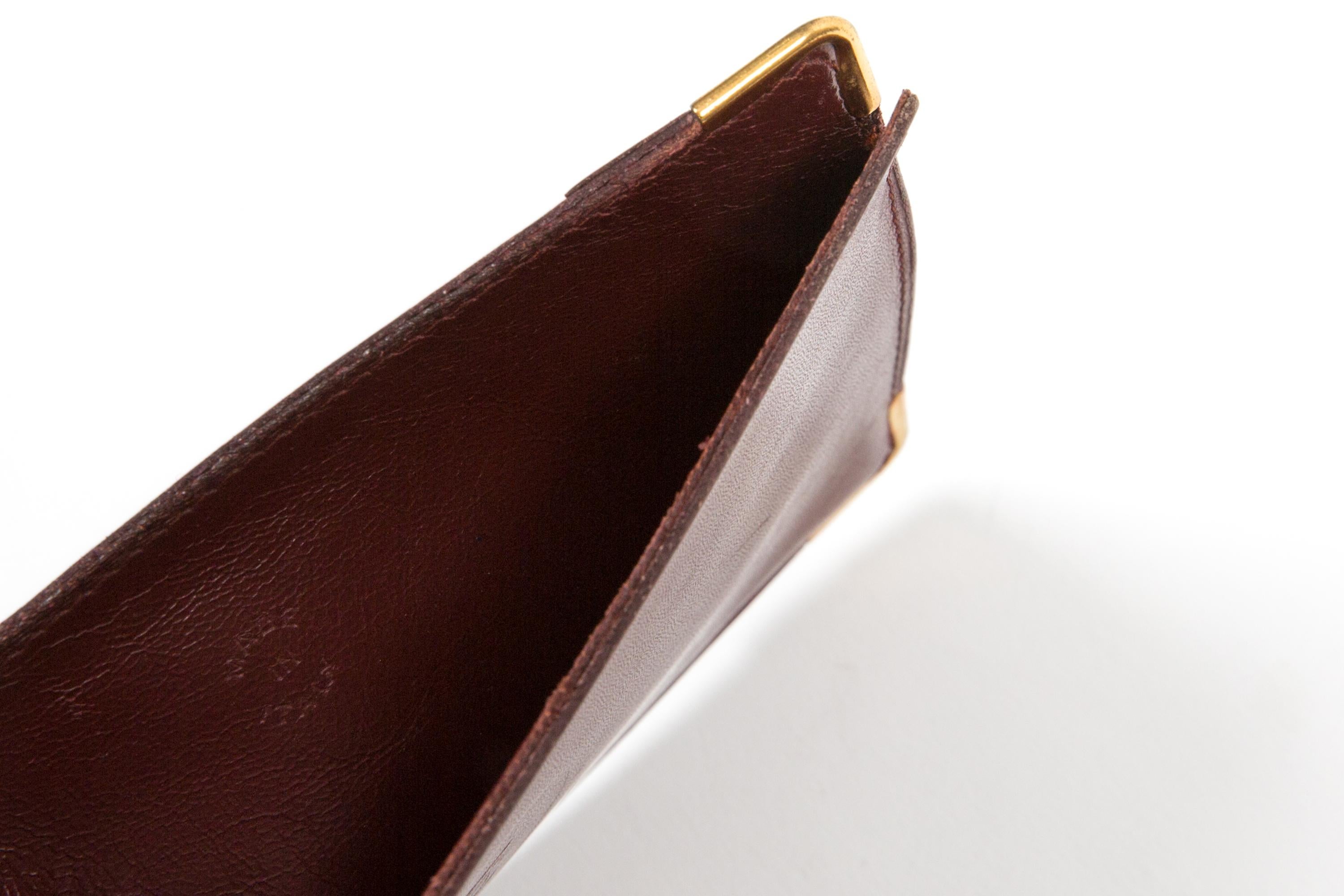 Cartier Bordeaux Leather Simple Card Holder In Good Condition For Sale In Paris, FR
