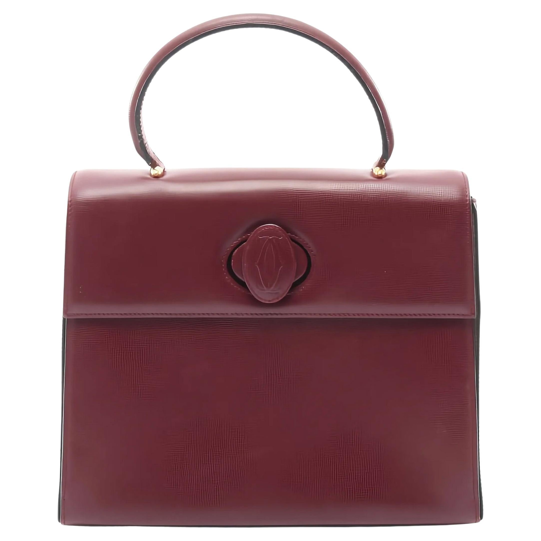 Cartier Bordeaux Leather Top Handle Satchel Bag