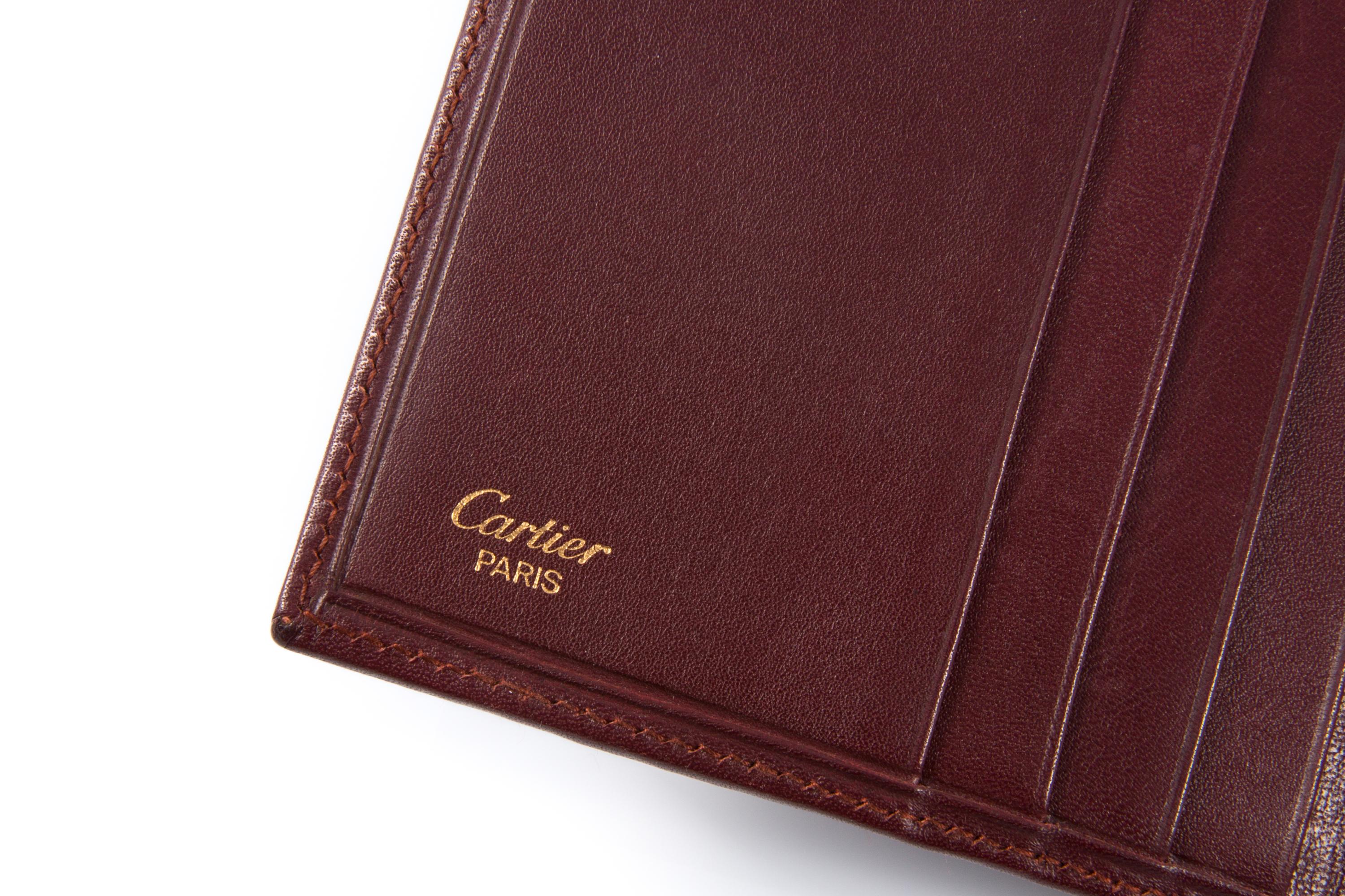 Brown Cartier Bordeaux Leather Wallet For Sale