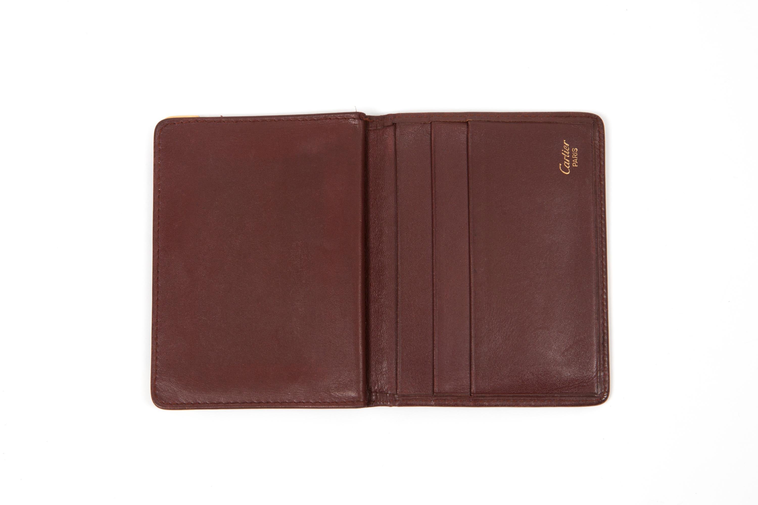 Cartier Bordeaux Leather Wallet In Good Condition For Sale In Paris, FR