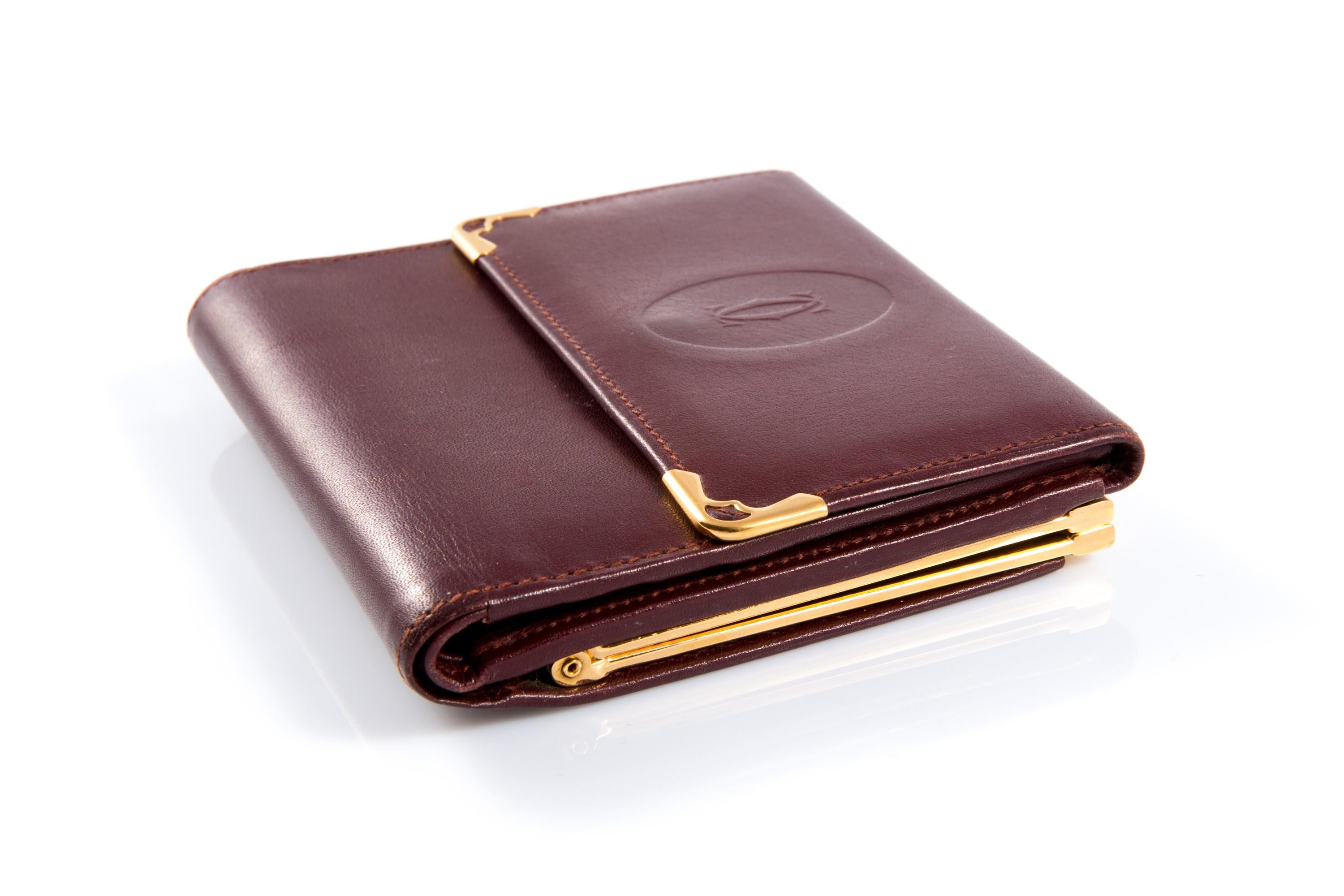 Cartier Bordeaux Leather Wallet For Sale 1