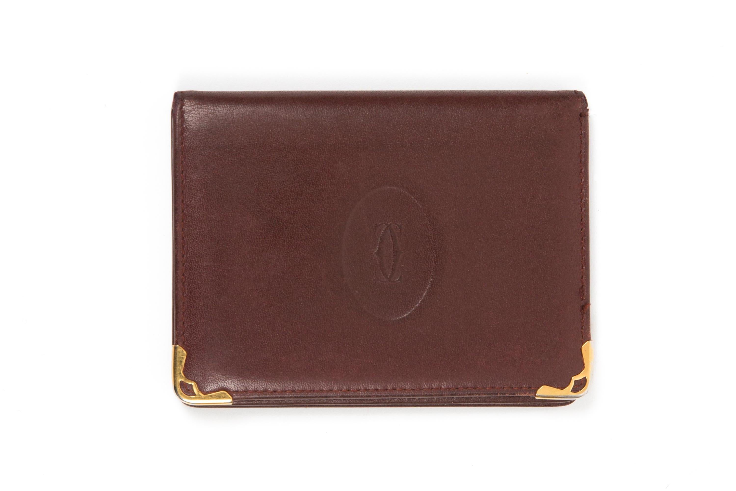 Cartier Bordeaux Leather Wallet For Sale 3