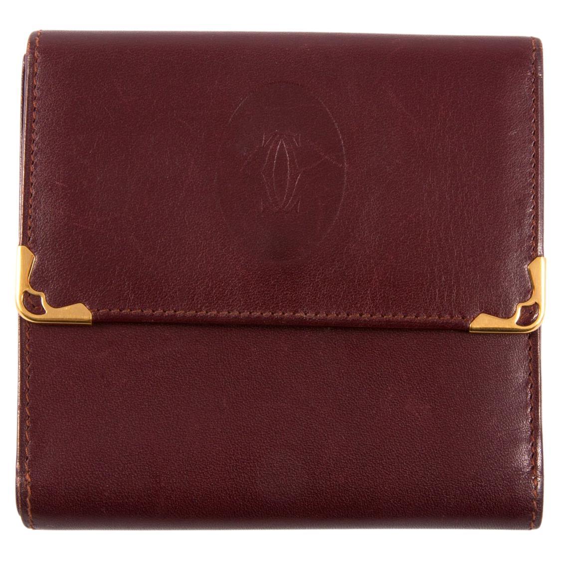 Cartier Bordeaux Leather Wallet For Sale