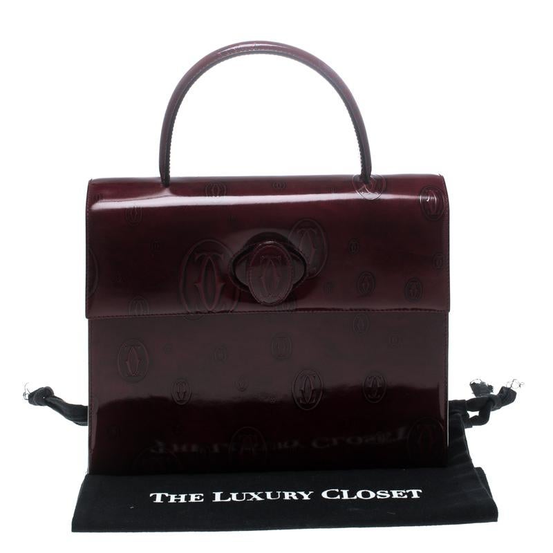 Cartier Bordeaux Patent Leather Happy Birthday Top Handle Bag 3