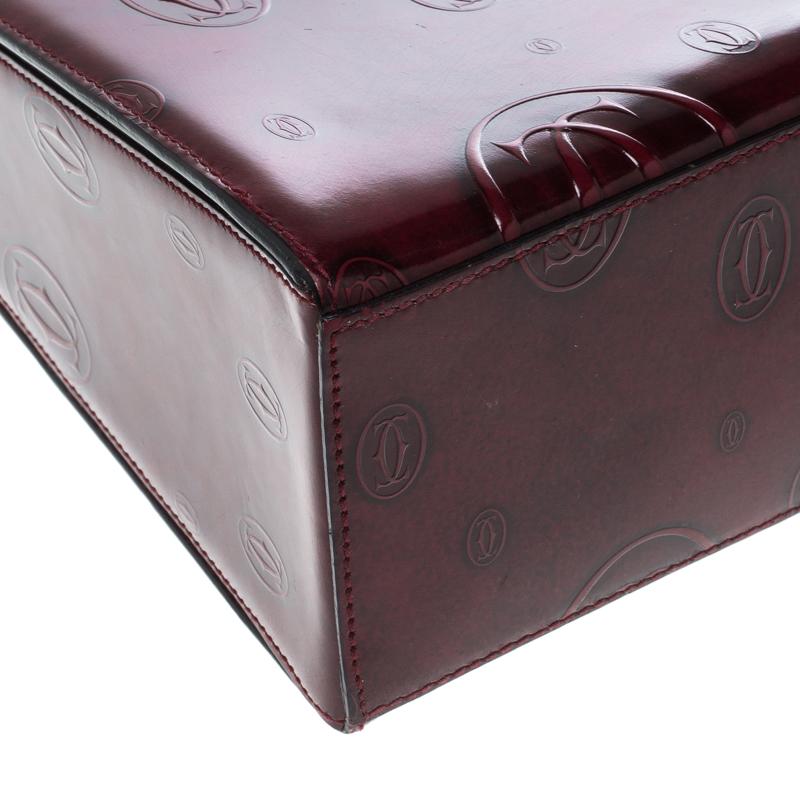 Black Cartier Bordeaux Patent Leather Happy Birthday Top Handle Bag