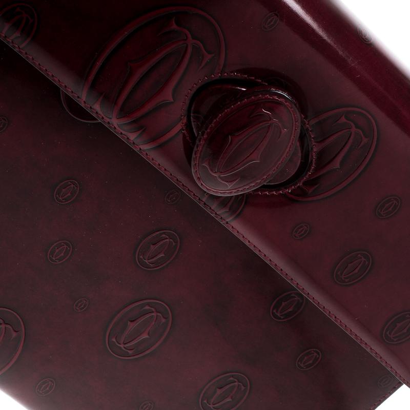 Cartier Bordeaux Patent Leather Happy Birthday Top Handle Bag In Good Condition In Dubai, Al Qouz 2