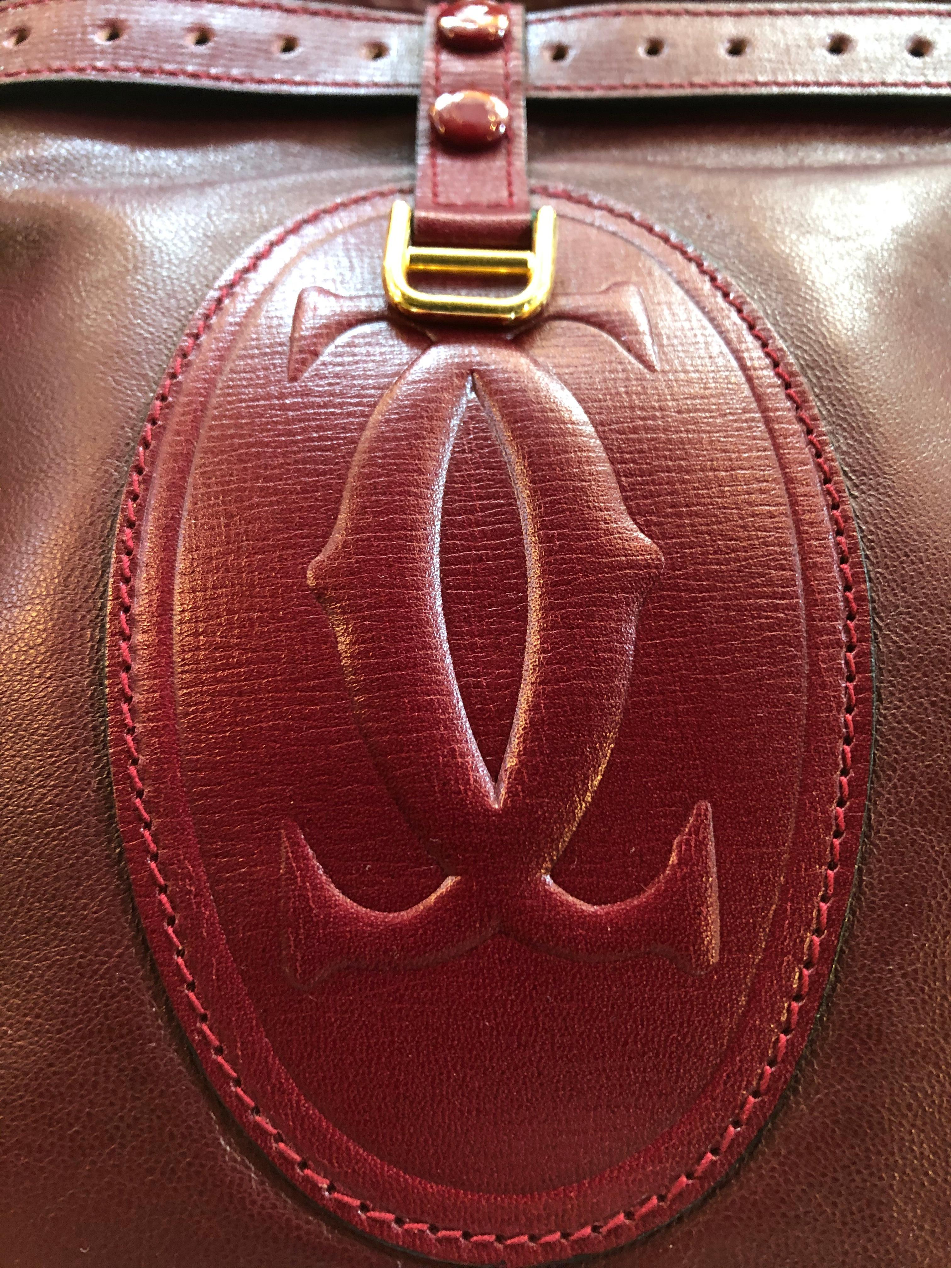 Modern Cartier Bordeaux Shoulder Strap Suede Leather Pocketbook/Purse