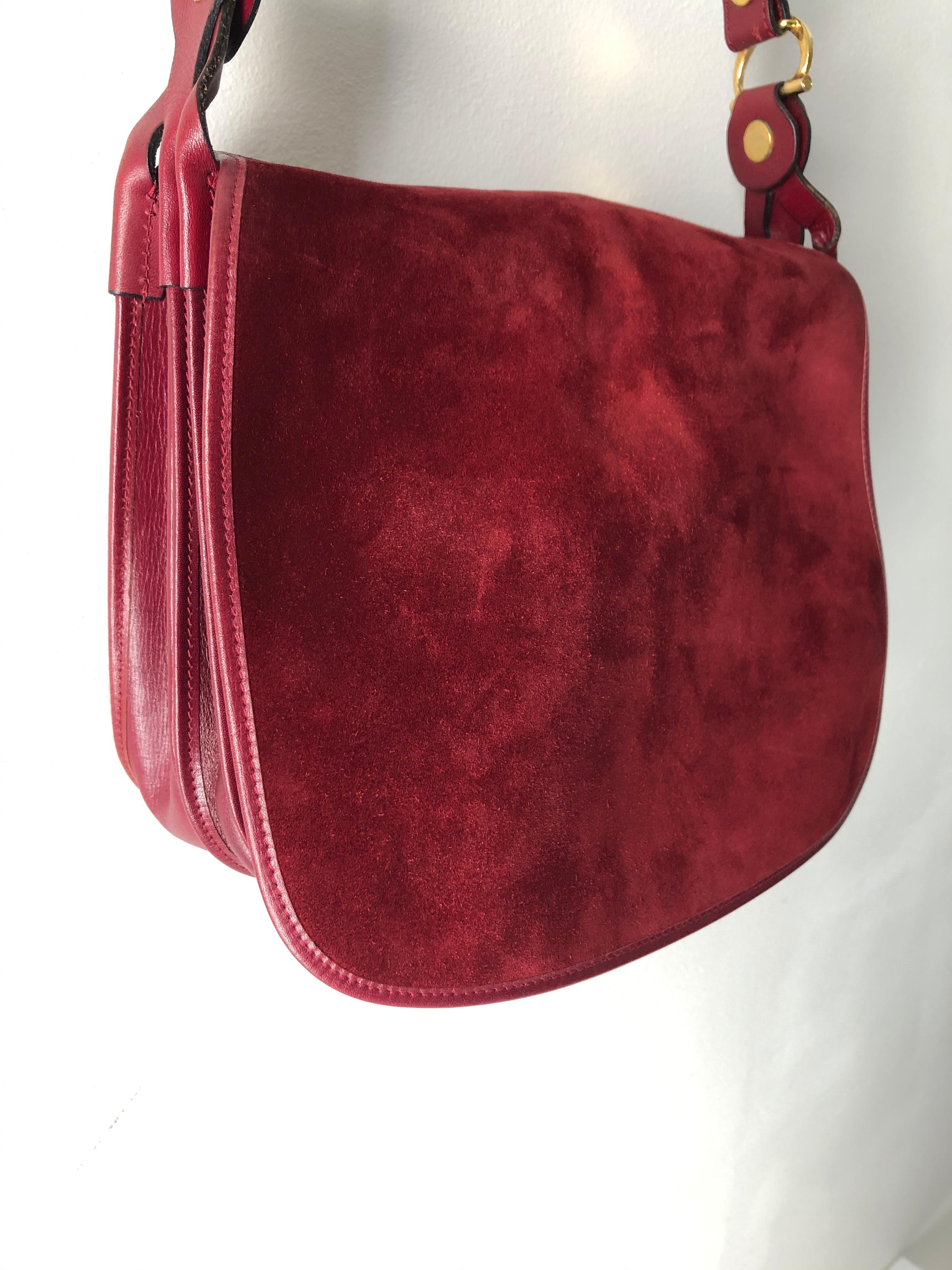 Dyed Cartier Bordeaux Shoulder Strap Suede Leather Pocketbook/Purse