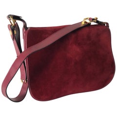 Cartier Bordeaux Shoulder Strap Suede Leather Pocketbook/Purse