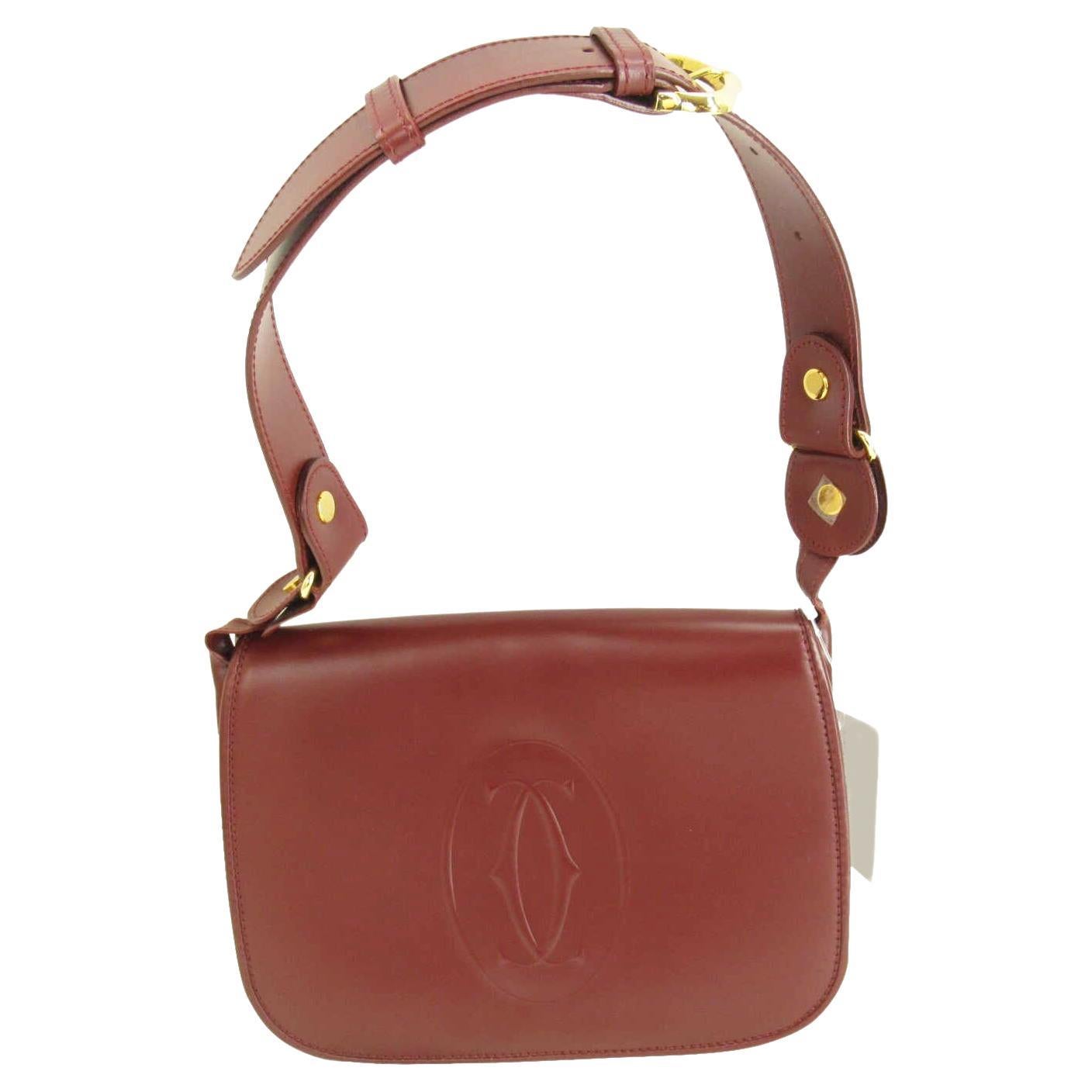 Cartier Bordeaux Smooth Leather Mastline Shoulder Bag is made of