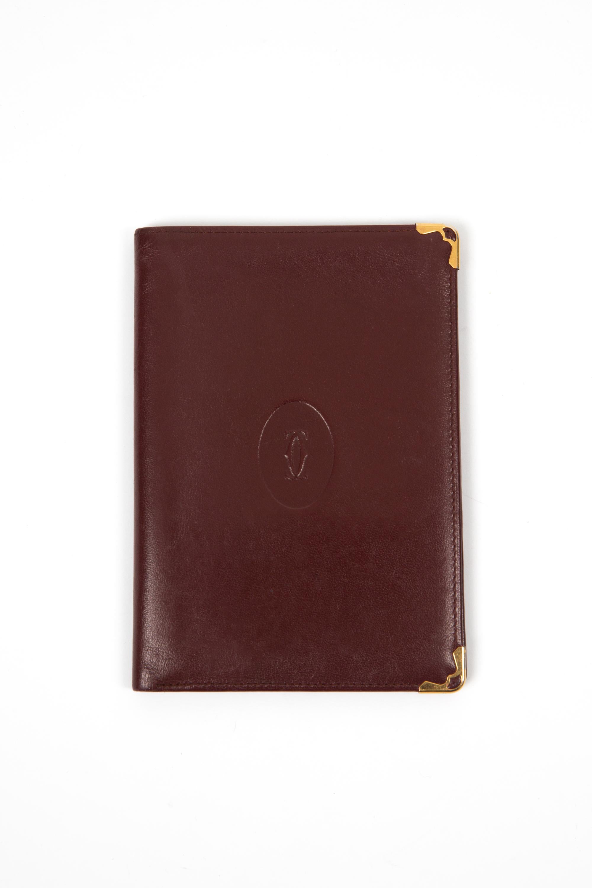 Cartier Bordeaux Textured Long Leather Wallet For Sale 1