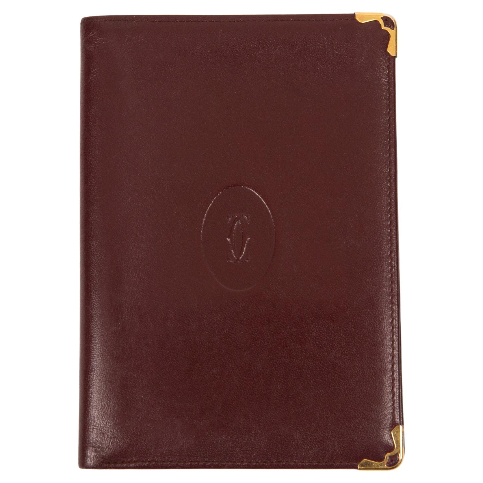 Cartier Bordeaux Textured Long Leather Wallet For Sale