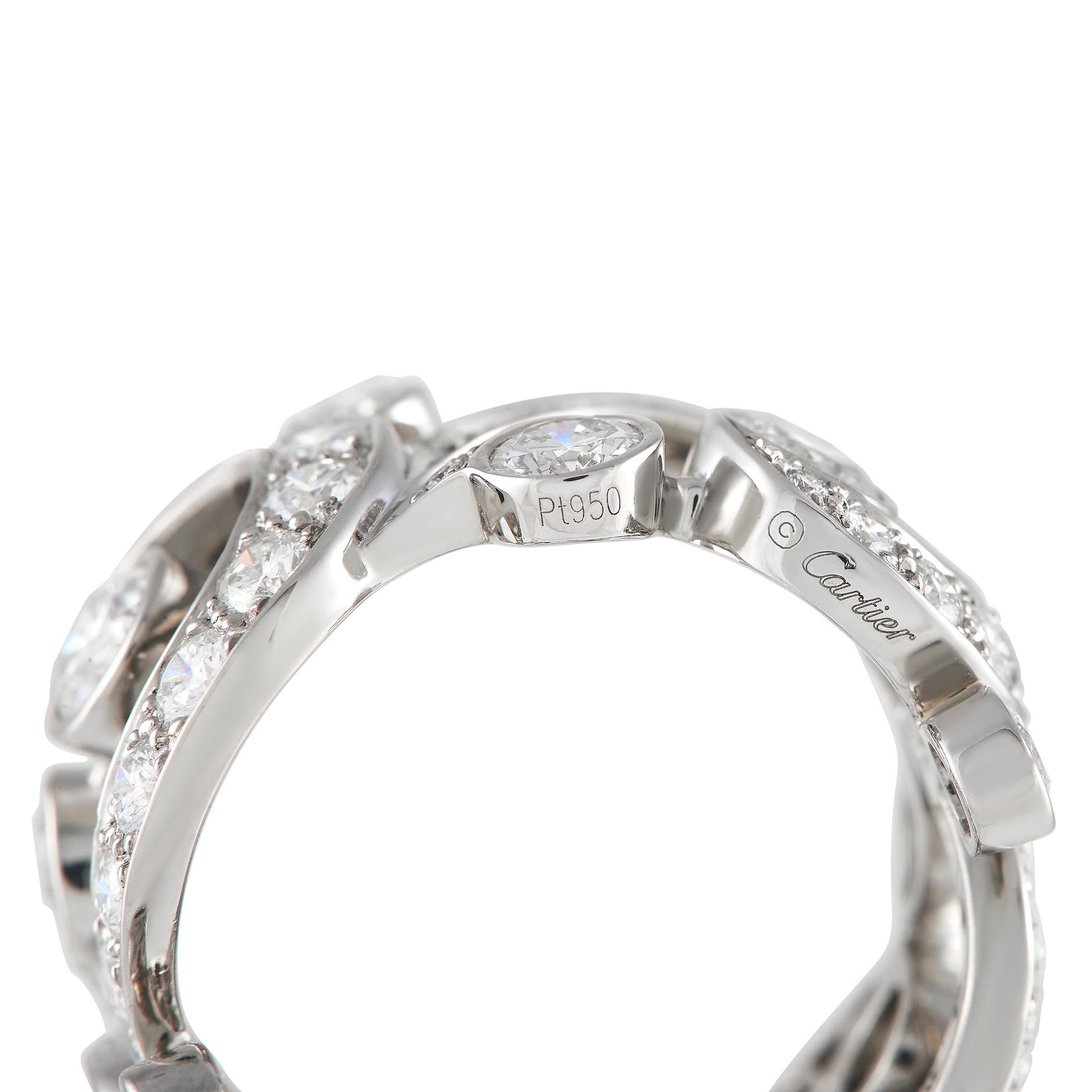 Round Cut Cartier Boudoir Platinum 4.75 Carat Diamond Swirl Eternity Ring For Sale
