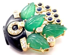 Cartier Bouquet De Fleurs Diamond Calcedony Sapphire Onyx Yellow Gold Pin Brooch