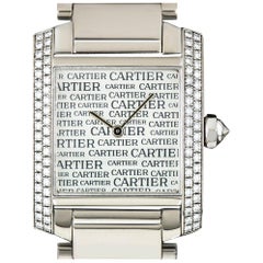 Cartier Boutique Dial Tank Francaise Diamond Quartz Wristwatch B&P