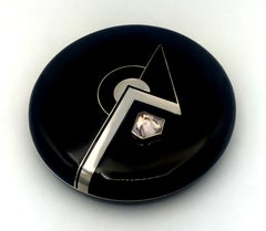 Cartier-Schatulle aus Sterlingsilber mit gebranntem Emaille und einem klaren Amethyst, hergestellt von Salimbeni