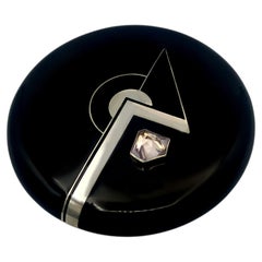 Cartier-Schatulle aus Sterlingsilber mit gebranntem Emaille und einem klaren Amethyst, hergestellt von Salimbeni