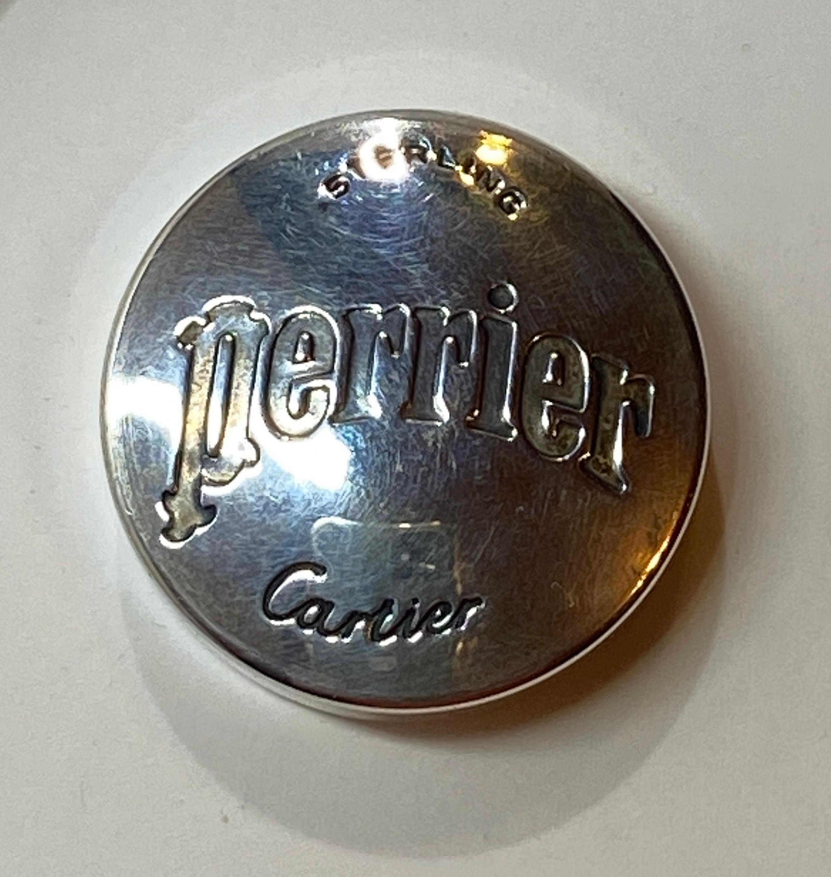 Cartier Boxed Sterling Silver Set of Perrier Bottle Caps and Bottle Opener For Sale 2