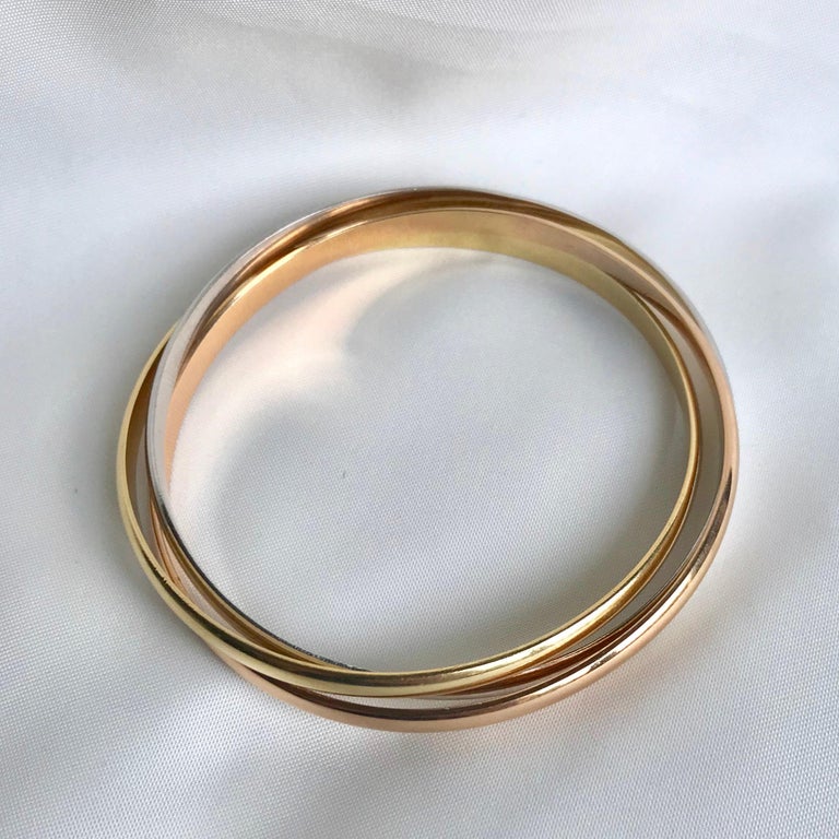Cartier Bracelet Three 18 Carat Gold Intertwined Trinity Model For Sale ...