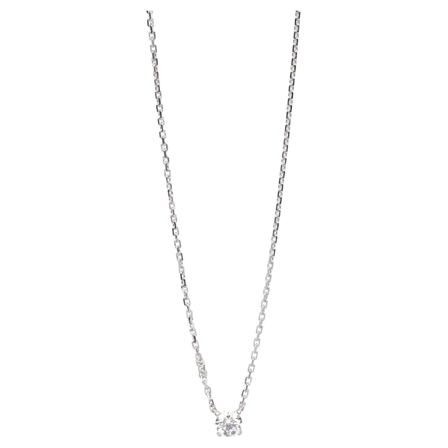 Cartier Brilliant Cut 0.21ct Diamond 18ct White Gold 1895 Necklace For Sale