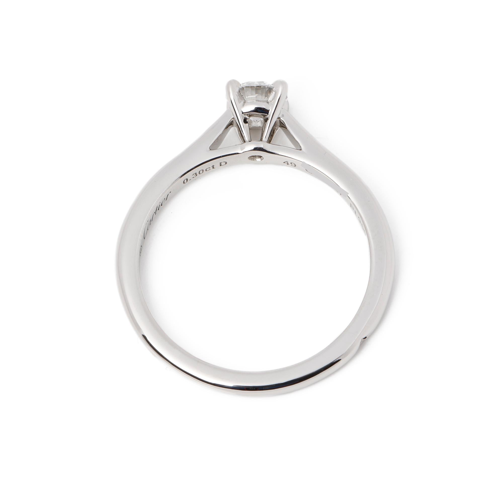 Contemporaneo Anello Cartier Brilliante 0,30ct Diamante Solitario Platino 1895 in vendita