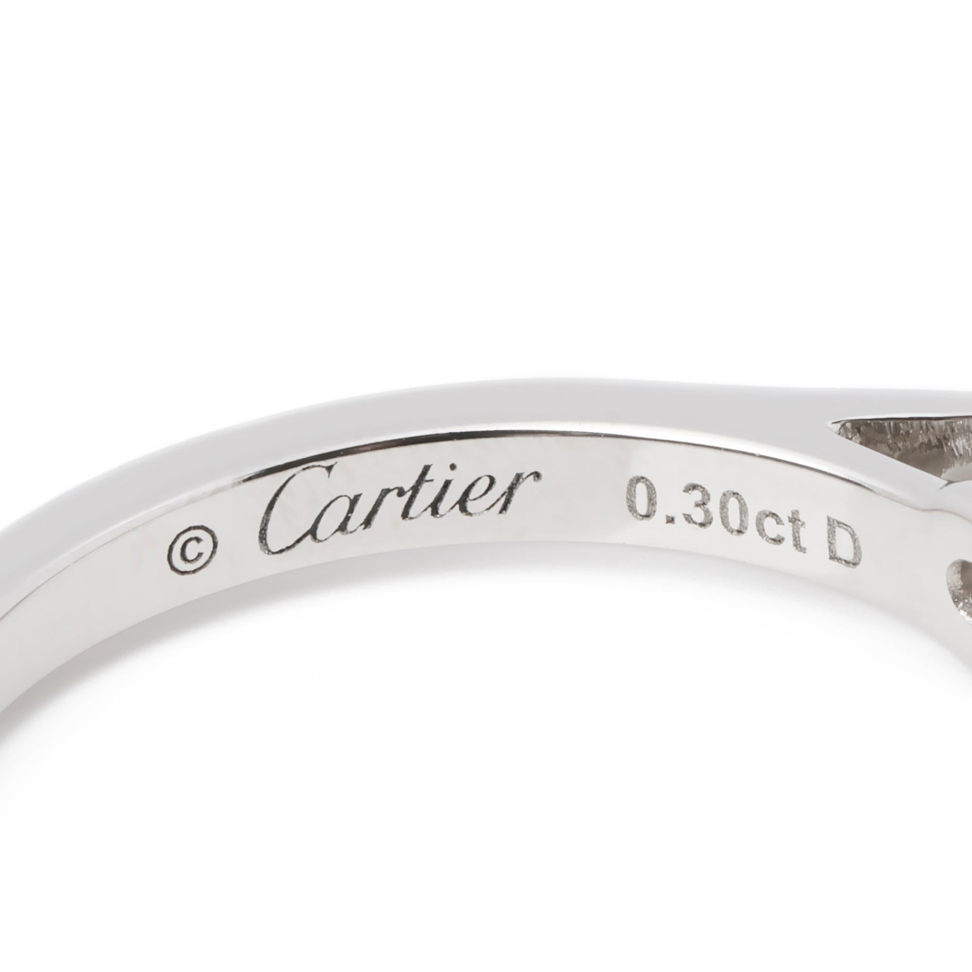Taglio rotondo Anello Cartier Brilliante 0,30ct Diamante Solitario Platino 1895 in vendita