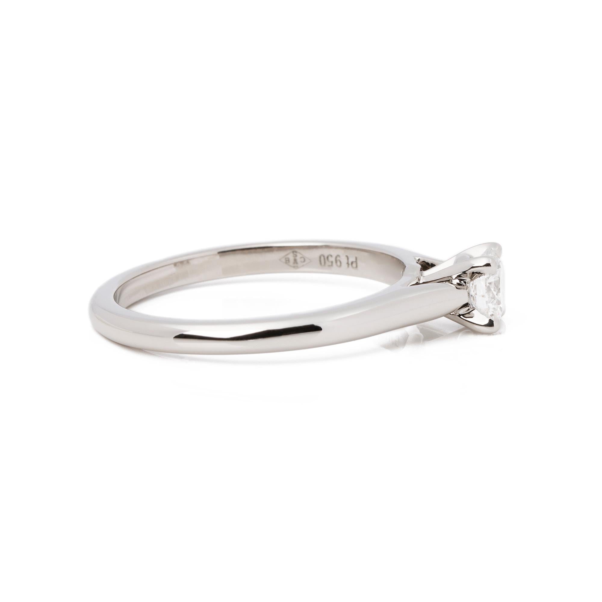 Donna Anello Cartier Brilliante 0,30ct Diamante Solitario Platino 1895 in vendita