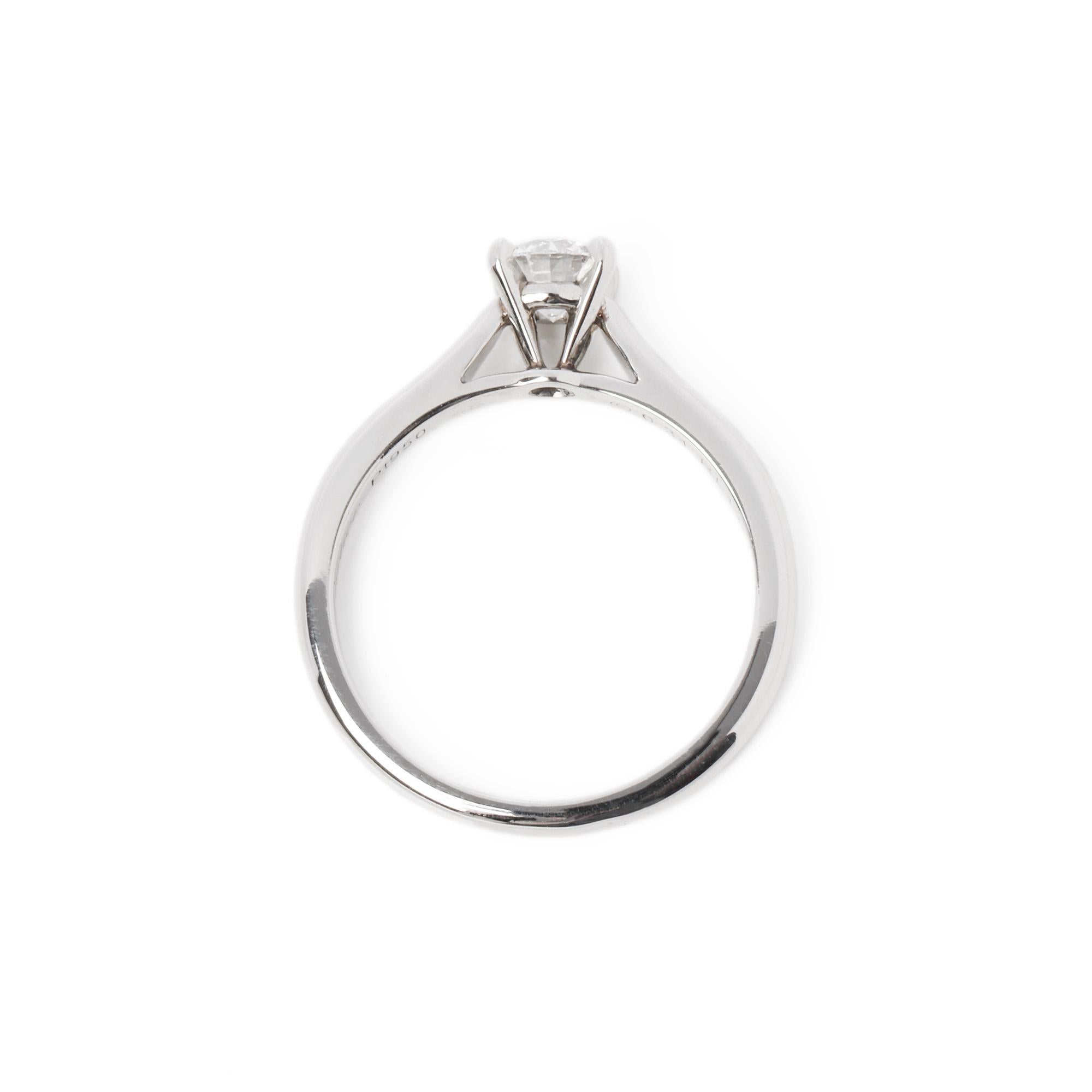 Contemporaneo Anello Cartier Brilliante 0,31ct Diamante Solitario Platino 1895 in vendita
