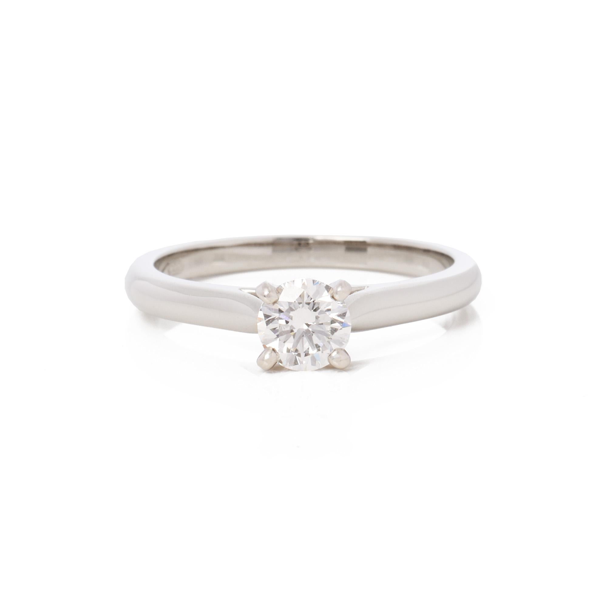 Donna Anello Cartier Brilliante 0,31ct Diamante Solitario Platino 1895 in vendita