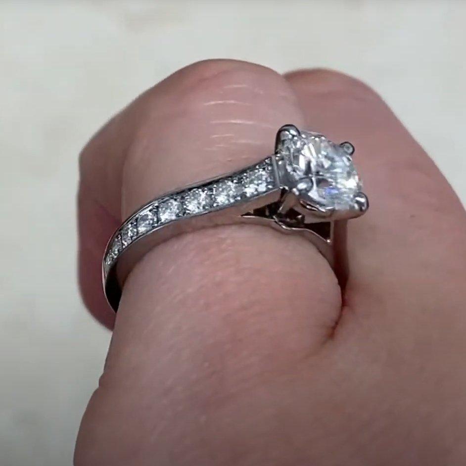 Cartier Diamantring mit Brillantschliff (GIA ca. 1-karätiger), Farbe G, Platin Damen im Angebot
