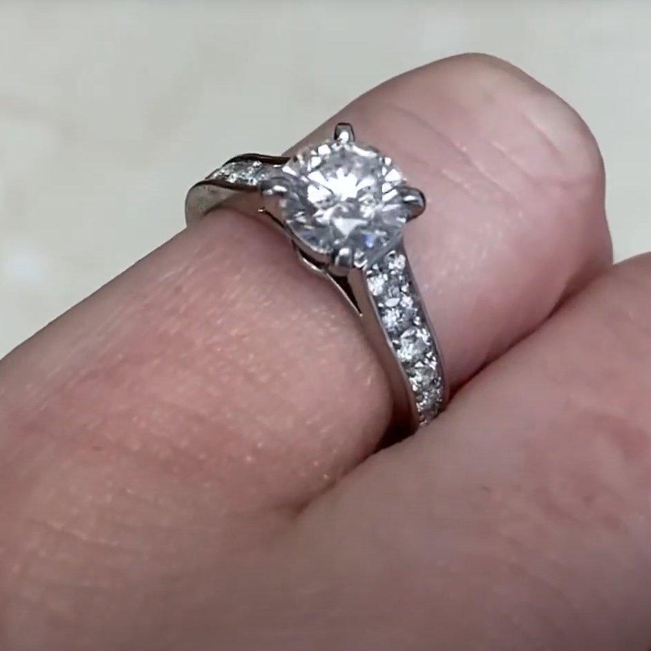 Cartier Diamantring mit Brillantschliff (GIA ca. 1-karätiger), Farbe G, Platin im Angebot 2
