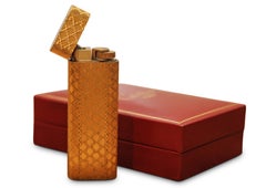 Cartier Briquet Gas Gilt Cigarette Lighter With Original Box Made In France 1978