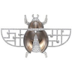 Cartier Brooch Insecte Bionique, Smoky Quartz, Diamonds on White Gold