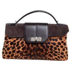Cartier Brown Animal Print Calf Hair and Leather Feminine Line Top Handle Bag